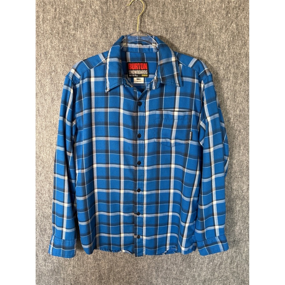 Burton‎ Snowboards Dryride Blue Plaid Flannel Button Up Shirt Mens Small